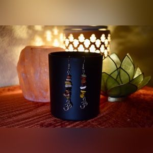 Handmade Mookaite “Ohm” Earrings - All NATURAL Gemstones - Nickel Free